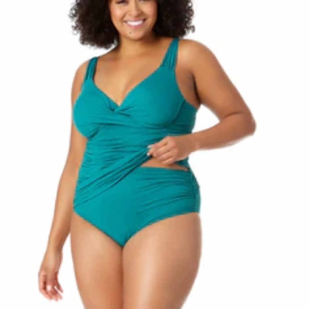 Anne Cole Swimsuit SET- Twist Front Tankini & 3-in-1 Bottoms - NWT - Size 24